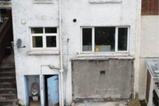 Before: Terraced house rear wall refinished